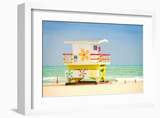 Lifeguard tower in Miami Beach-null-Framed Art Print