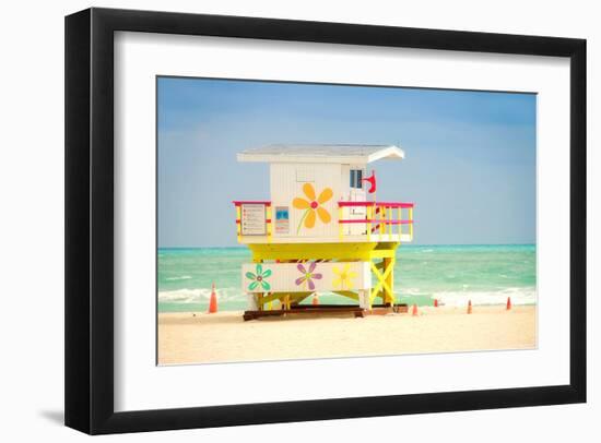 Lifeguard tower in Miami Beach-null-Framed Art Print