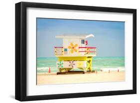 Lifeguard tower in Miami Beach-null-Framed Art Print