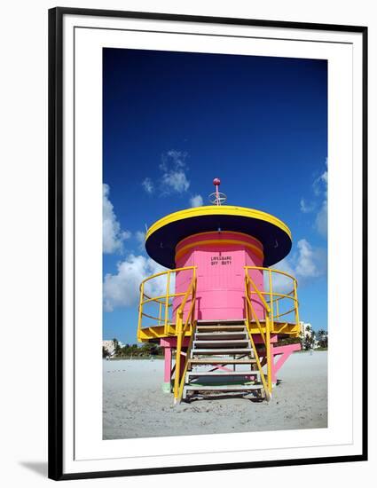 Lifeguard Tower in South Beach-null-Framed Premium Giclee Print