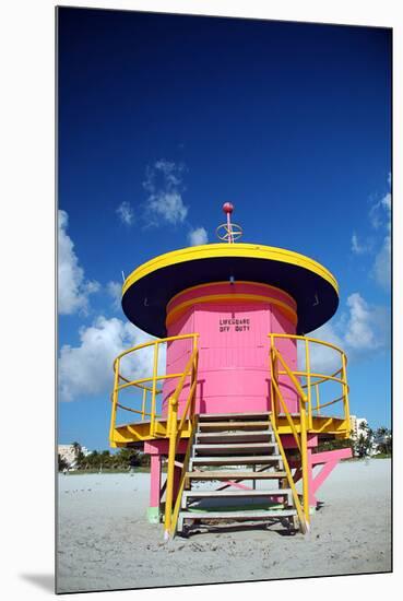 Lifeguard Tower in South Beach-null-Mounted Premium Giclee Print