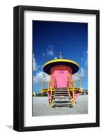 Lifeguard Tower in South Beach-null-Framed Art Print