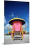 Lifeguard Tower in South Beach-null-Mounted Art Print