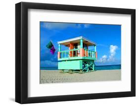 Lifeguard Tower in South Beach-null-Framed Art Print