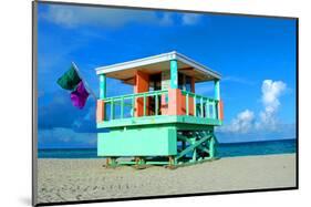 Lifeguard Tower in South Beach-null-Mounted Art Print