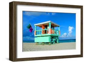 Lifeguard Tower in South Beach-null-Framed Art Print