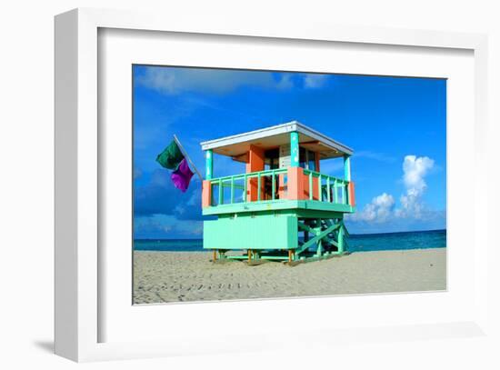 Lifeguard Tower in South Beach-null-Framed Art Print