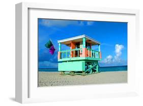 Lifeguard Tower in South Beach-null-Framed Art Print