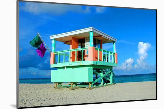 Lifeguard Tower in South Beach-null-Mounted Art Print