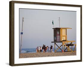 Lifeguard Tower on Newport Beach, Orange County, California, United States of America, North Americ-Richard Cummins-Framed Photographic Print