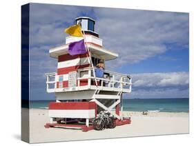 Lifeguard Tower on South Beach, City of Miami Beach, Florida, USA, North America-Richard Cummins-Stretched Canvas