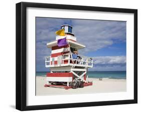 Lifeguard Tower on South Beach, City of Miami Beach, Florida, USA, North America-Richard Cummins-Framed Photographic Print