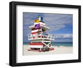 Lifeguard Tower on South Beach, City of Miami Beach, Florida, USA, North America-Richard Cummins-Framed Photographic Print