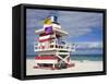 Lifeguard Tower on South Beach, City of Miami Beach, Florida, USA, North America-Richard Cummins-Framed Stretched Canvas