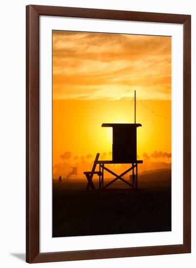 Lifeguard Tower on the beach, Newport Beach, California, USA-null-Framed Photographic Print