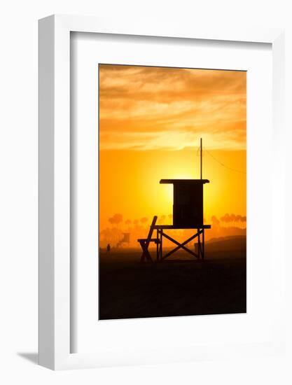 Lifeguard Tower on the beach, Newport Beach, California, USA-null-Framed Photographic Print