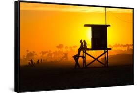 Lifeguard Tower on the beach, Newport Beach, California, USA-null-Framed Stretched Canvas