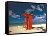 Lifeguard Tower, Waikiki Beach, Honolulu, Hawaii-George Oze-Framed Stretched Canvas