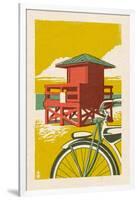 Lifeguard Tower - Woodblock-Lantern Press-Framed Art Print