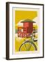 Lifeguard Tower - Woodblock-Lantern Press-Framed Art Print