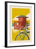 Lifeguard Tower - Woodblock-Lantern Press-Framed Art Print