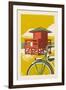 Lifeguard Tower - Woodblock-Lantern Press-Framed Art Print