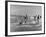 Lifeguards and Members of Womens Swimming Team Start Day by Charging into Surf-Peter Stackpole-Framed Photographic Print