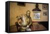 Lifesize Bronze of the Late Author Ernest Hemingway at the Bar of El Floridita-Lee Frost-Framed Stretched Canvas