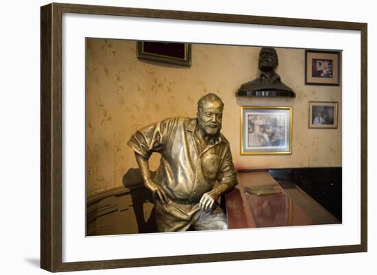 Lifesize Bronze of the Late Author Ernest Hemingway at the Bar of El Floridita-Lee Frost-Framed Photographic Print