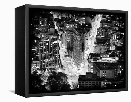 Lifestyle Instant, Flatiron Building by Nigth, Black and White Photography, Manhattan, NYC, US-Philippe Hugonnard-Framed Stretched Canvas