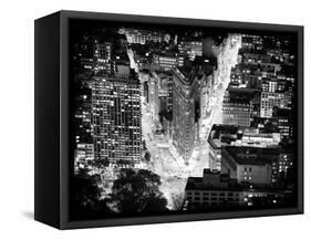 Lifestyle Instant, Flatiron Building by Nigth, Black and White Photography, Manhattan, NYC, US-Philippe Hugonnard-Framed Stretched Canvas