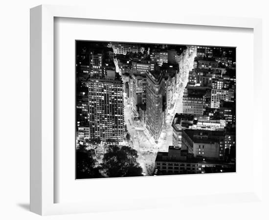 Lifestyle Instant, Flatiron Building by Nigth, Black and White Photography, Manhattan, NYC, US-Philippe Hugonnard-Framed Photographic Print