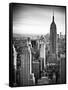 Lifestyle Instant, Skyline, Empire State Building, Manhattan, Black and White Photography, NYC, US-Philippe Hugonnard-Framed Stretched Canvas