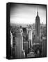 Lifestyle Instant, Skyline, Empire State Building, Manhattan, Black and White Photography, NYC, US-Philippe Hugonnard-Framed Stretched Canvas