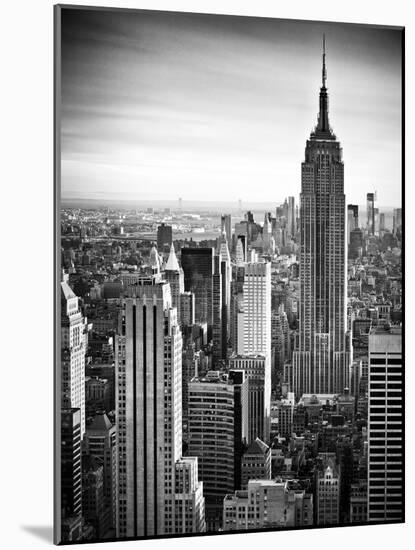 Lifestyle Instant, Skyline, Empire State Building, Manhattan, Black and White Photography, NYC, US-Philippe Hugonnard-Mounted Photographic Print