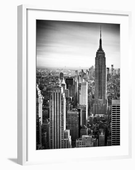 Lifestyle Instant, Skyline, Empire State Building, Manhattan, Black and White Photography, NYC, US-Philippe Hugonnard-Framed Photographic Print