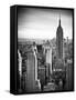 Lifestyle Instant, Skyline, Empire State Building, Manhattan, Black and White Photography, NYC, US-Philippe Hugonnard-Framed Stretched Canvas