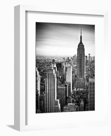 Lifestyle Instant, Skyline, Empire State Building, Manhattan, Black and White Photography, NYC, US-Philippe Hugonnard-Framed Photographic Print