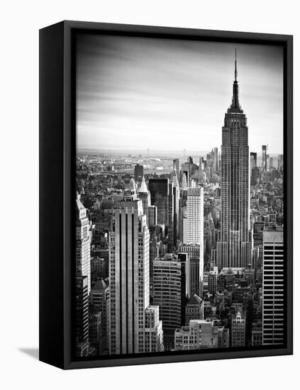 Lifestyle Instant, Skyline, Empire State Building, Manhattan, Black and White Photography, NYC, US-Philippe Hugonnard-Framed Stretched Canvas