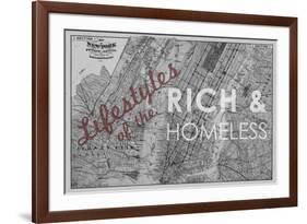 Lifestyles of the Rich & Homeless - 1891, New York, Brooklyn, & Jersey City Map-null-Framed Giclee Print