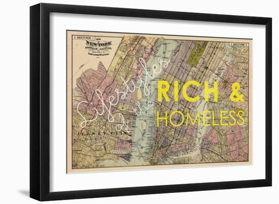 Lifestyles of the Rich & Homeless - 1891, New York, Brooklyn, & Jersey City Map-null-Framed Premium Giclee Print