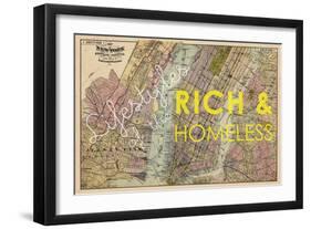 Lifestyles of the Rich & Homeless - 1891, New York, Brooklyn, & Jersey City Map-null-Framed Premium Giclee Print