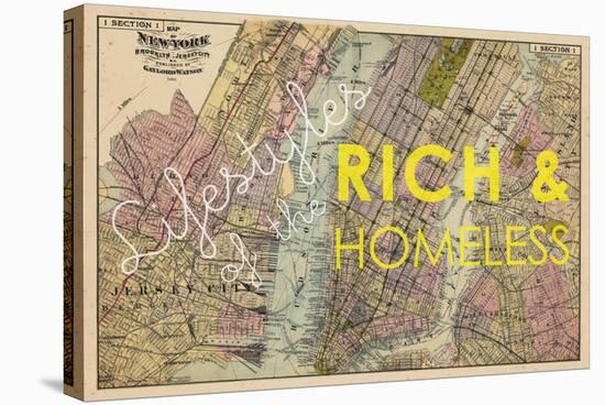 Lifestyles of the Rich & Homeless - 1891, New York, Brooklyn, & Jersey City Map-null-Stretched Canvas