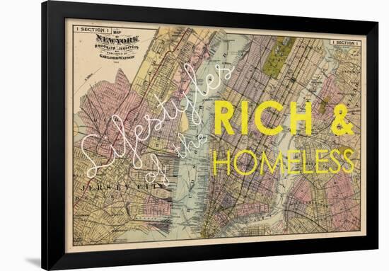 Lifestyles of the Rich & Homeless - 1891, New York, Brooklyn, & Jersey City Map-null-Framed Giclee Print