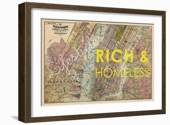 Lifestyles of the Rich & Homeless - 1891, New York, Brooklyn, & Jersey City Map-null-Framed Giclee Print