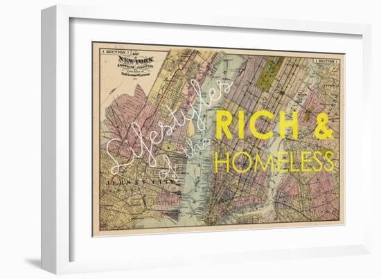 Lifestyles of the Rich & Homeless - 1891, New York, Brooklyn, & Jersey City Map-null-Framed Giclee Print