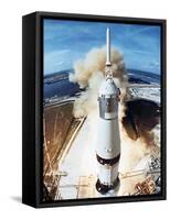 Lift Off of Apollo 11 Mission, with Neil Armstrong, Michael Collins, Edwin Buzz Aldrin, July 1969-null-Framed Stretched Canvas
