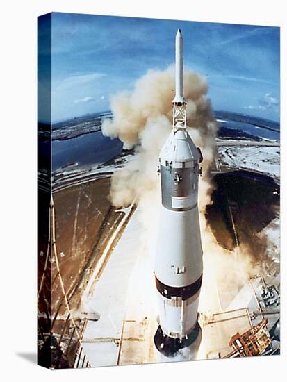 Lift Off of Apollo 11 Mission, with Neil Armstrong, Michael Collins, Edwin Buzz Aldrin, July 1969-null-Stretched Canvas