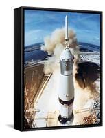 Lift Off of Apollo 11 Mission, with Neil Armstrong, Michael Collins, Edwin Buzz Aldrin, July 1969-null-Framed Stretched Canvas