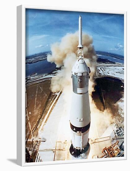 Lift Off of Apollo 11 Mission, with Neil Armstrong, Michael Collins, Edwin Buzz Aldrin, July 1969-null-Framed Photo